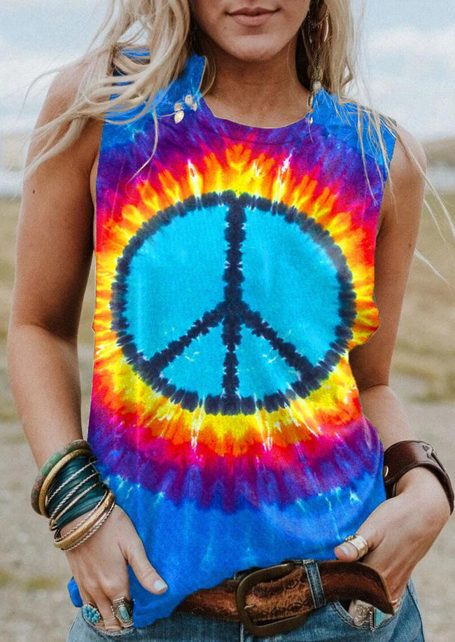 Hippie Tie Dye Retro Print Tank Top