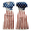 Women's Vintage American Tie Dye Print Midi Dress