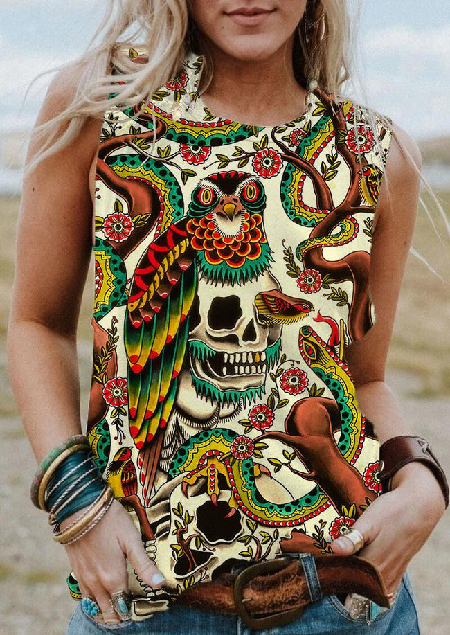 Women's Vintage Skull Print Tank Top