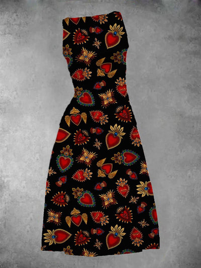 Women's Sacred Hearts Print Maxi Dress