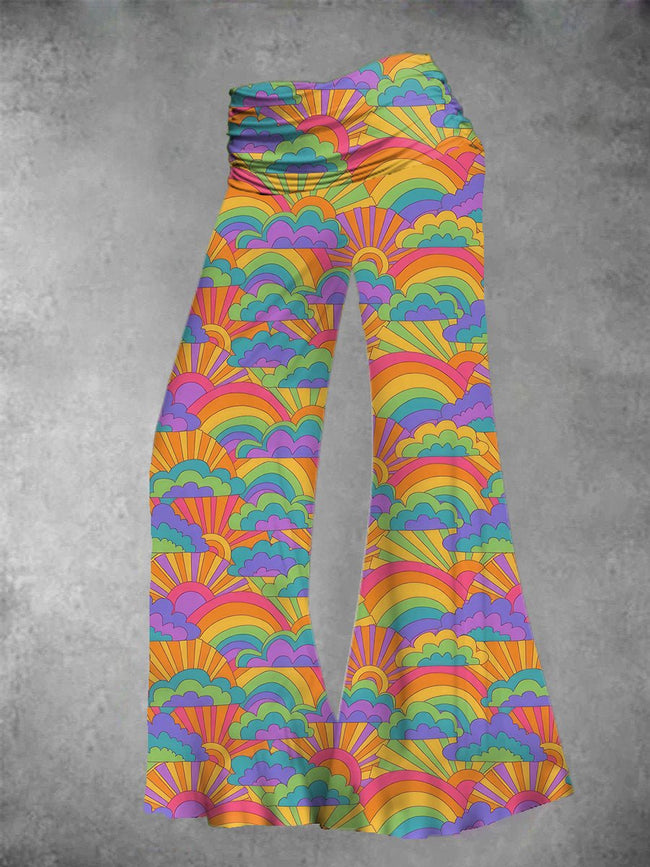 Women's Vintage Hippie Floral Print Wide Leg Pants