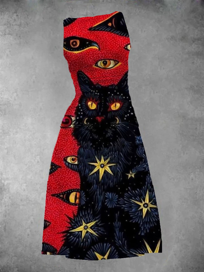 Women's Magic Cat Graphic Maxi Dress