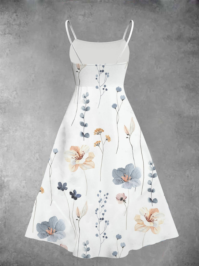 Women's Twofer Floral Print White Two-Piece Dress