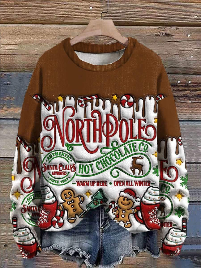 Vintage Christmas North Pole Print Sweatshirt