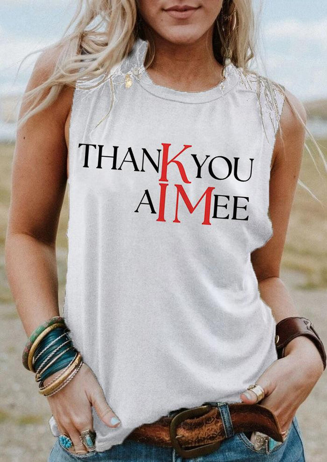 thanK you aIMee Retro Print Tank Top