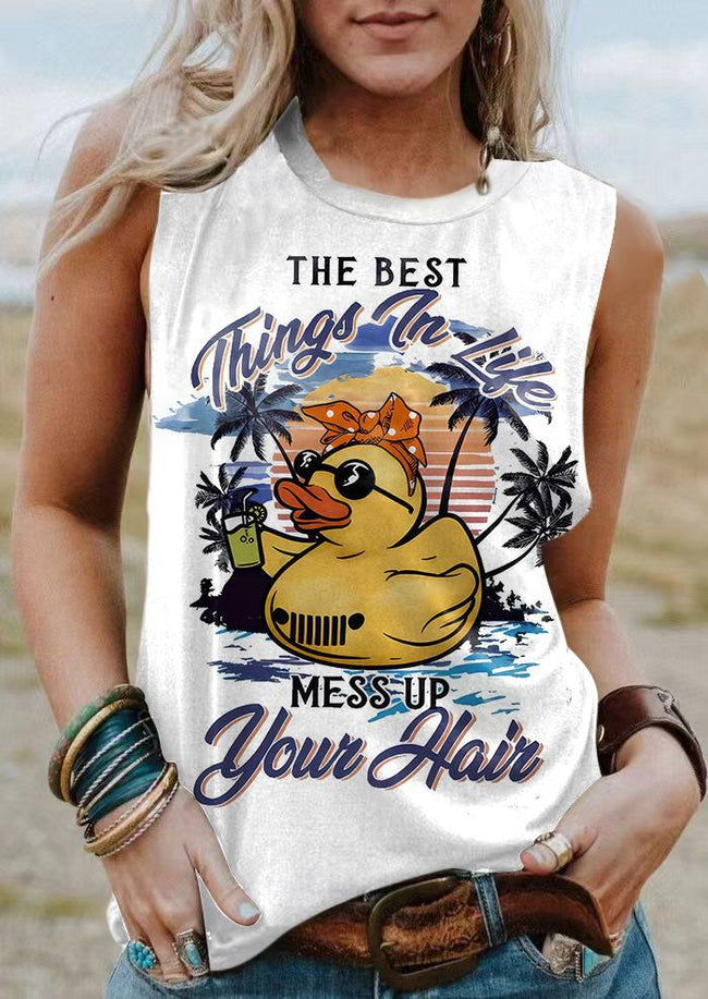 The Best Things In LIfe Mess Up Your Hair Duck Print Tank Top