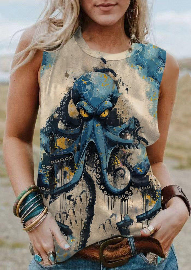 Vintage Octopus Print Tank Top