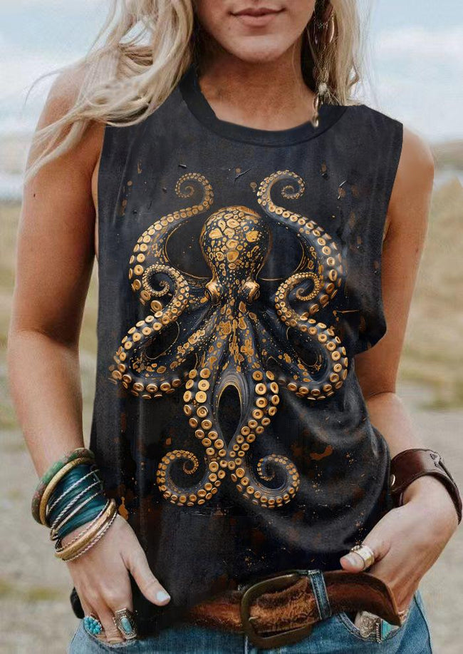 Vintage Octopus Print Tank Top