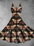 Women's Vintage Butterfly Print Two-Piece Dress