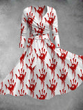 Women's Vintage Halloween Blood Print Two-Piece Dress