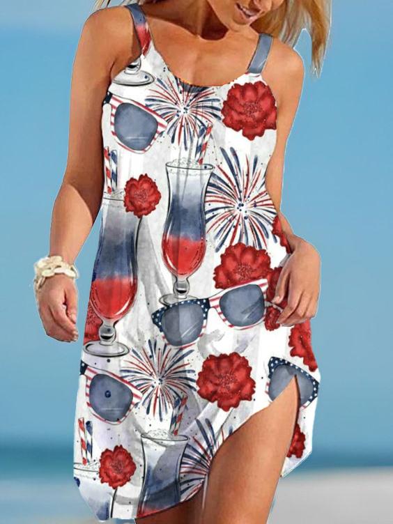 Women's Holiday Flower Print Casual Dress