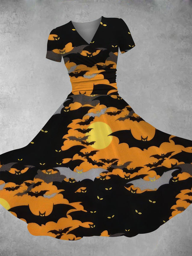 Women's Vintage Halloween Print Maxi Dress