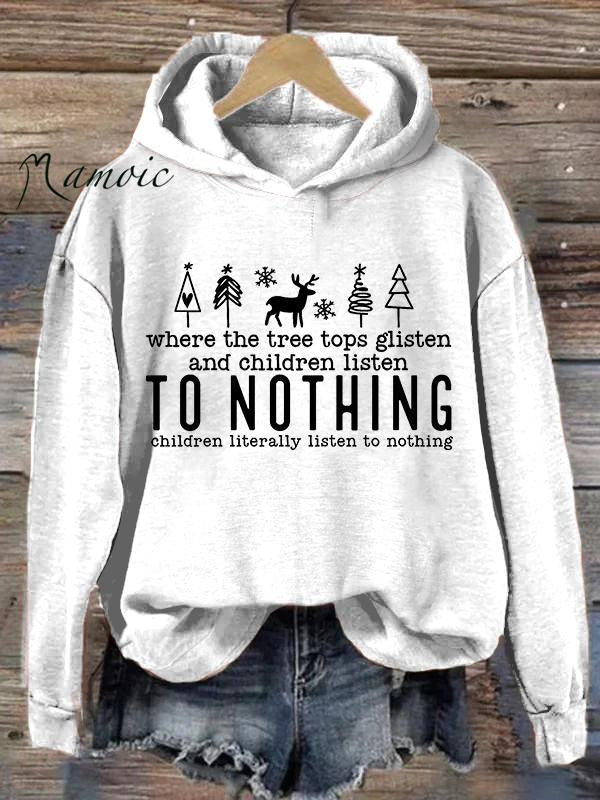 Vintage Christmas To Nothing Print Hoodie