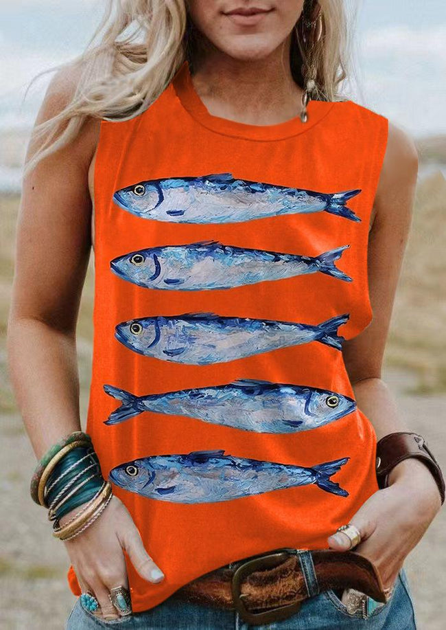 Vintage Lovely Fish Art Print Tank Top