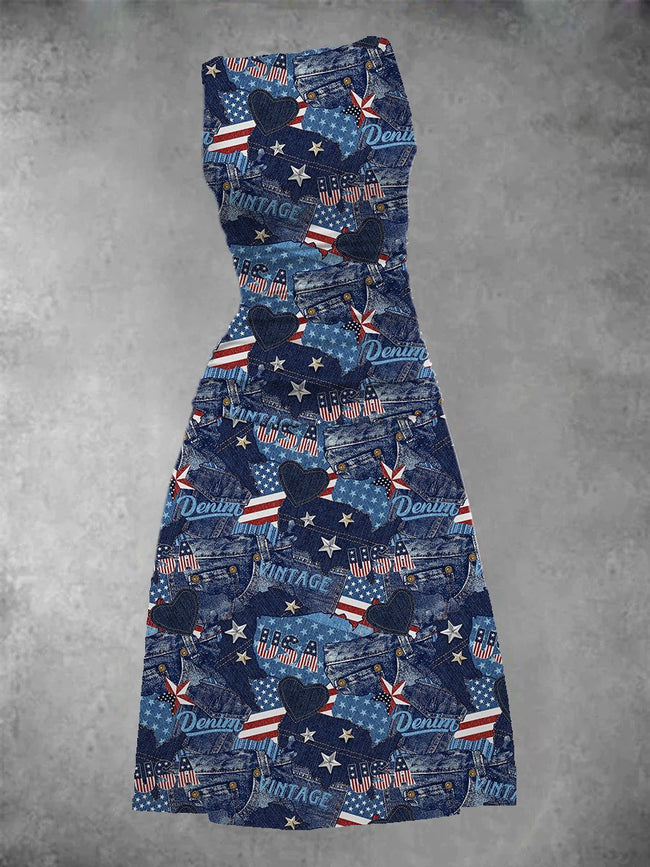 Women's Singin the Blues Print Maxi Dress
