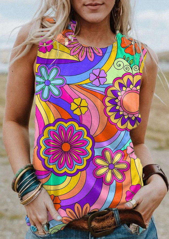 Vintage Hippie Print Tank Top