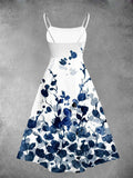 Women's Vintage Floral Print Two-Piece Dress