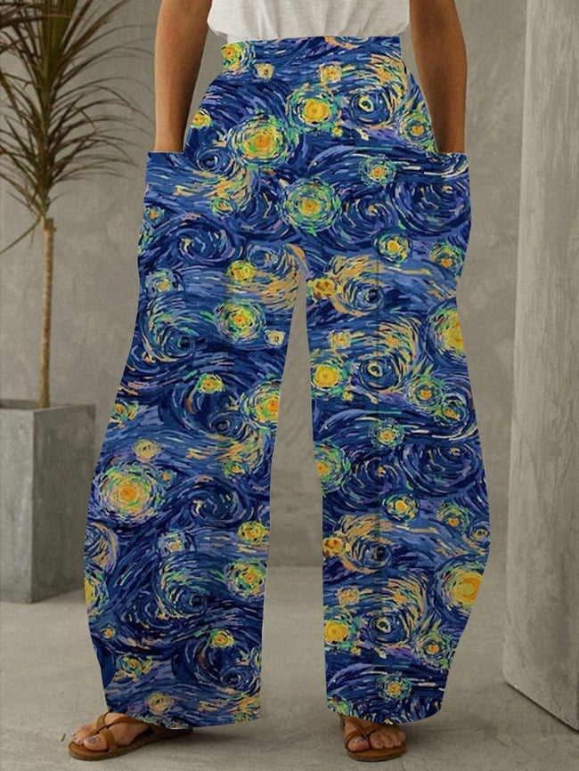 Starry Night Print Pocket Lounge Pants