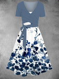 Women's Vintage Floral Print Two-Piece Dress