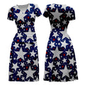 Women's Vintage American Tie Dye Print Midi Dress