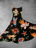 Women's Vintage Old School Tattoo Print Two-Piece Dress