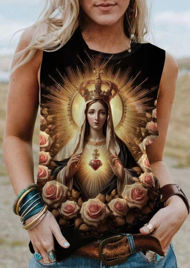 Vintage Saint of the Rose Print Tank Top