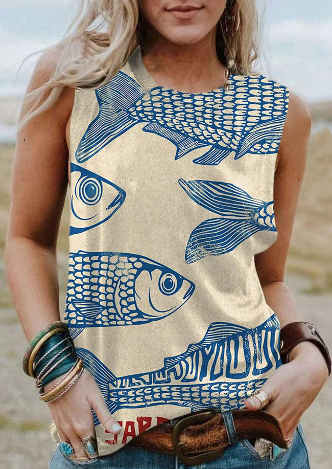 Vintage Fish Sardines Art Print Tank Top