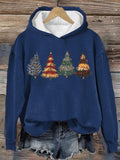 Vintage Magic House Christmas Trees Print Hoodie