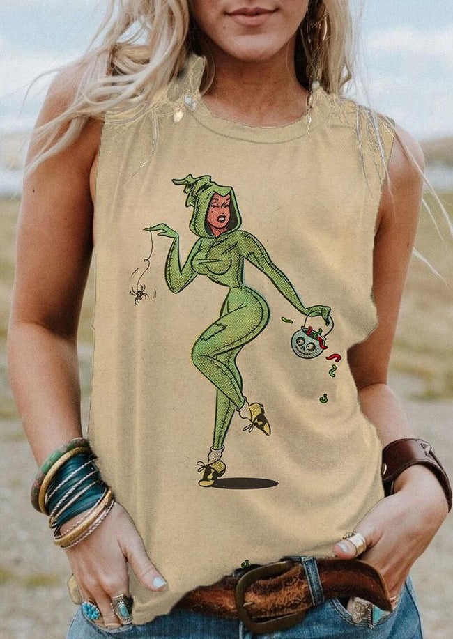 Vintage Halloween Oogie Boogie Print Tank Top