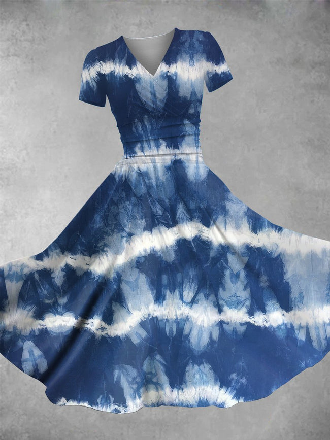 Women's Vintage Tie Dye Print Maxi Dress