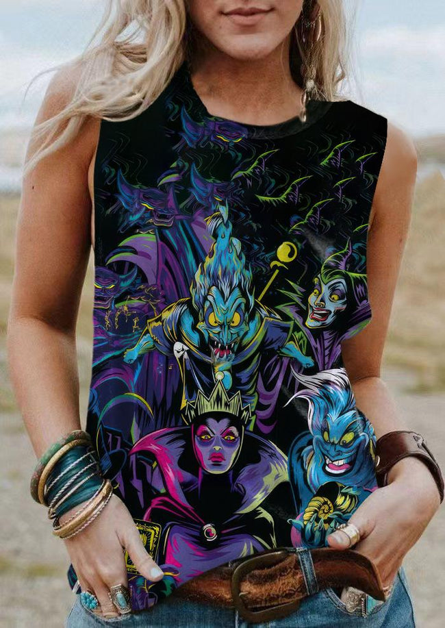 Women's Vintage Evil Queen Halloween Print Tank Top