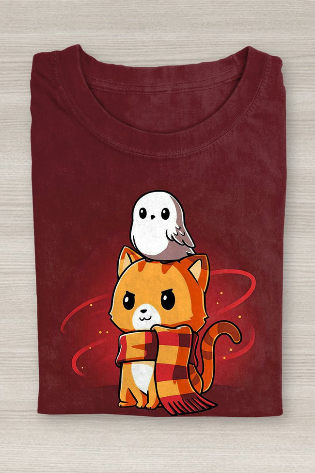Wizard Kitty Print T-shirt