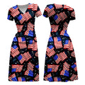 Women's Vintage American Tie Dye Print Midi Dress