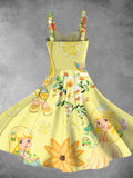 Vintage 1980s Lemon Meringue Print Backless Dress