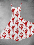 Women's Vintage Halloween Blood Print Two-Piece Dress