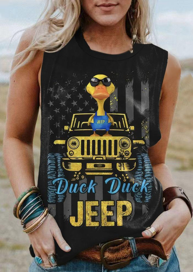 Vintage Jeep Ducking Print Tank Top