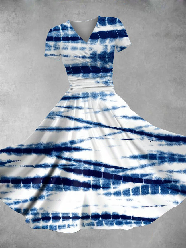 Women's Vintage Tie Dye Print Maxi Dress
