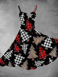 Women's Vintage Christmas Print Two-Piece Dress