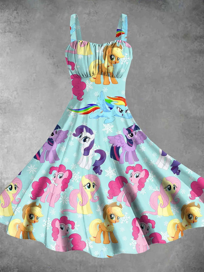 Vintage 1980s MLP Pony Print Backless Dress