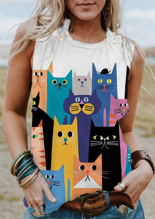 Women's Cats Print Tank Top