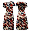 Women's Vintage American Tie Dye Print Midi Dress