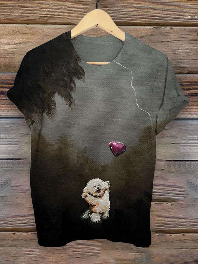 Cute Dog Print T-shirt