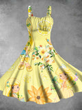 Vintage 1980s Lemon Meringue Print Backless Dress