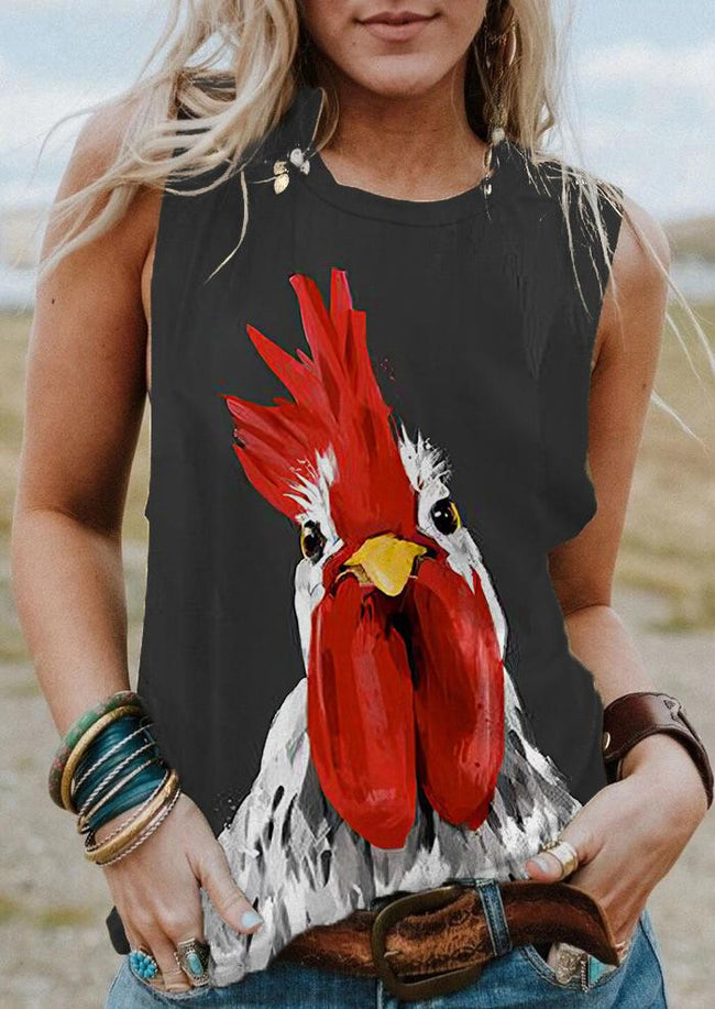 Rooster Print Tank Top