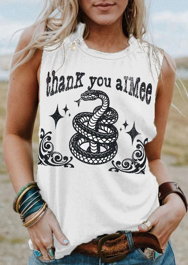 thanK you aIMee Retro Print Tank Top