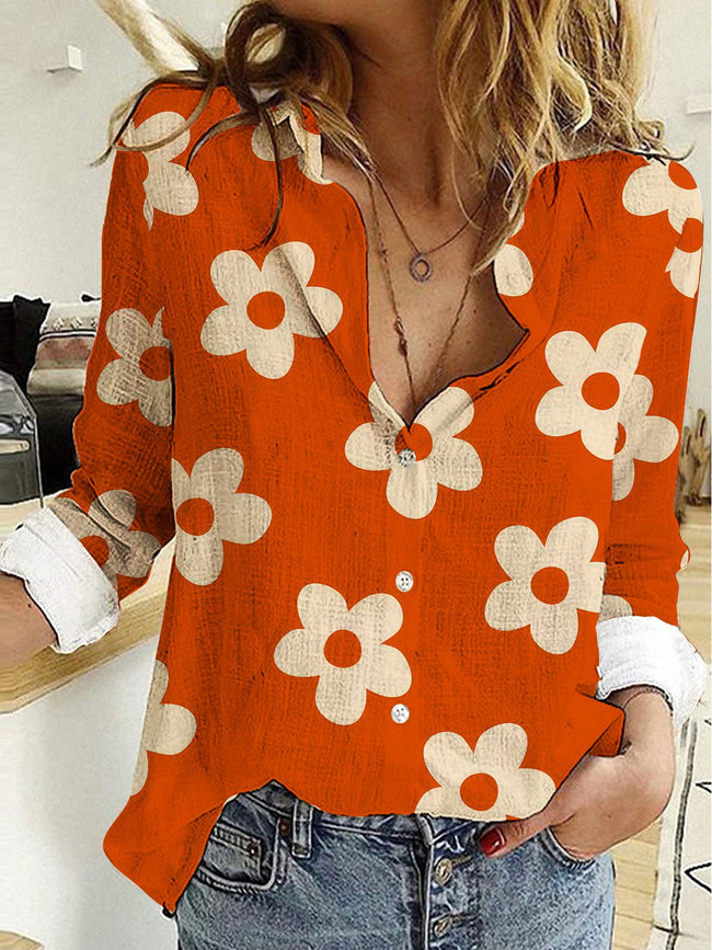 Floral Print Casual Long Sleeve Shirt