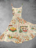 Women's Vintage Christmas Print Two-Piece Dress