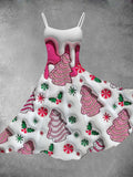 Women's Vintage Christmas Print Two-Piece Dress