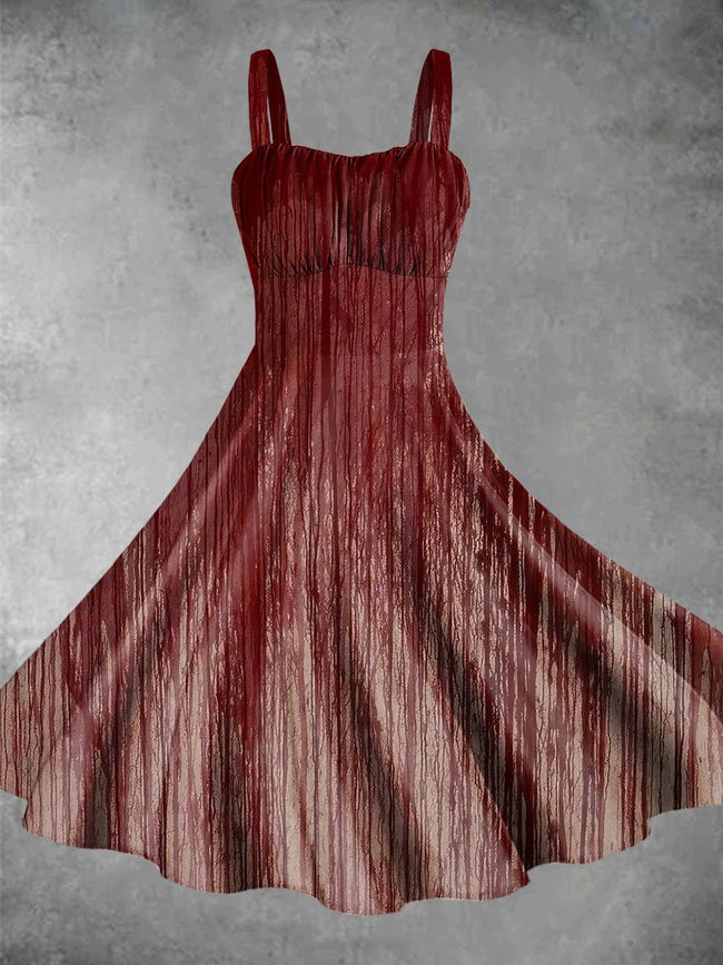 Vintage Blood Halloween Print Backless Dress