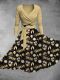 Women's Vintage 2024 New Years Print Two-Piece Dress